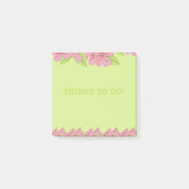 Post-it® Anémones roses Choses à faire Green Post-It Notes (Devant)