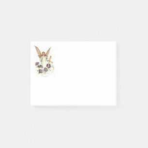 Post-it® Ange avec croix et fleurs de clématite