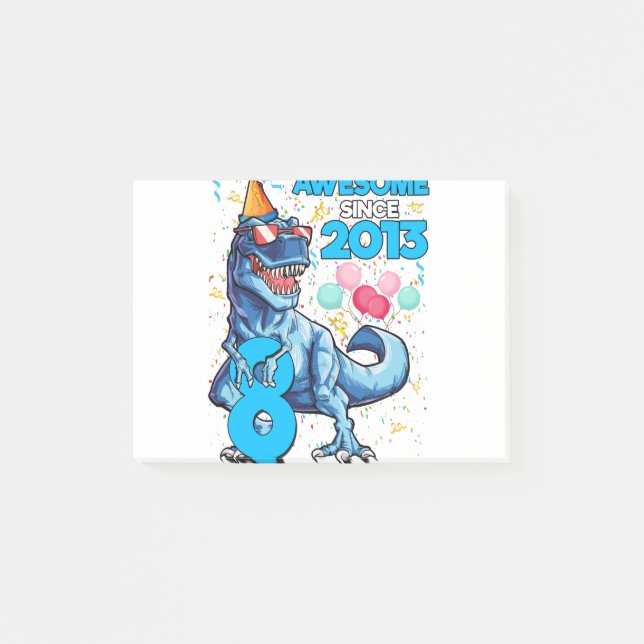 Post-it® Anniversaire 8 ans Dinosaure Garçon 8 Ans Enfants  (Devant)