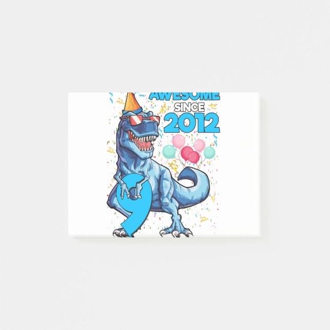 Post-it® Anniversaire 9 ans Dinosaure Garçon Enfants Incroy (Devant)