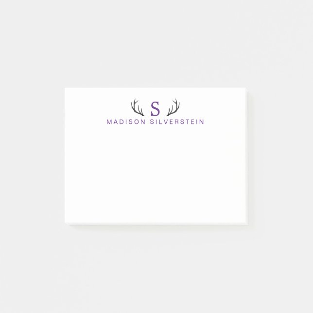 Post-it® Antlers de cerfs de classe Monogramme violet (Devant)
