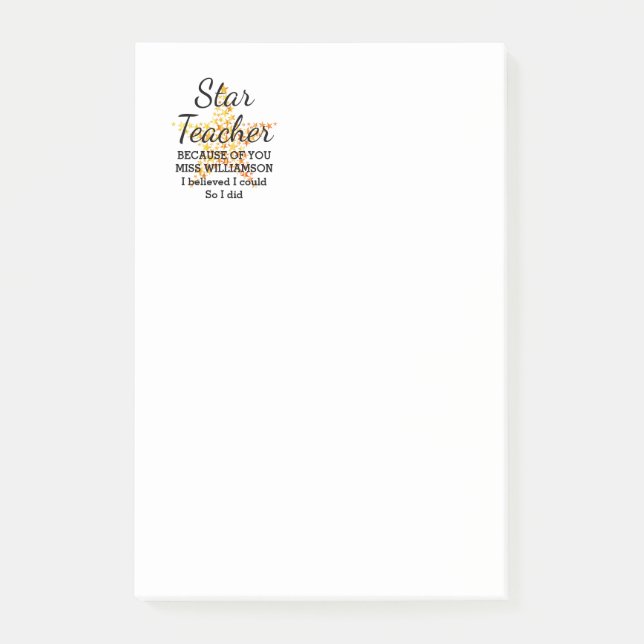 Post-it® APPRÉCIATION DE L'ENSEIGNANT STAR Je croyais pouvo (Devant)