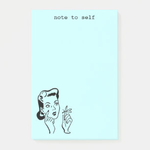 Post-it® Aqua Funny Retro Woman Note sur l'auto-note