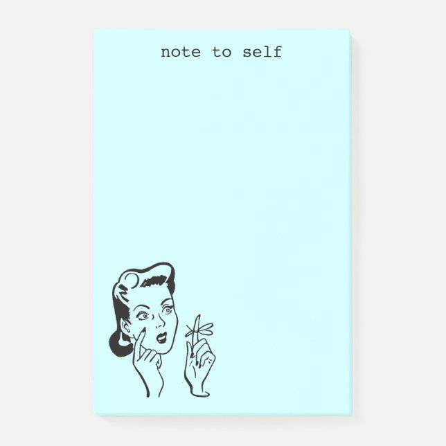 Post-it® Aqua Funny Retro Woman Note sur l'auto-note (Devant)