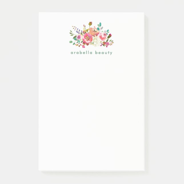 Post-it® Aquarelle à la mode florale avec la raison sociale (Devant)