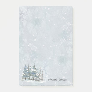 Post-it® Aquarelle Abstraite Scène de neige hivernale avec