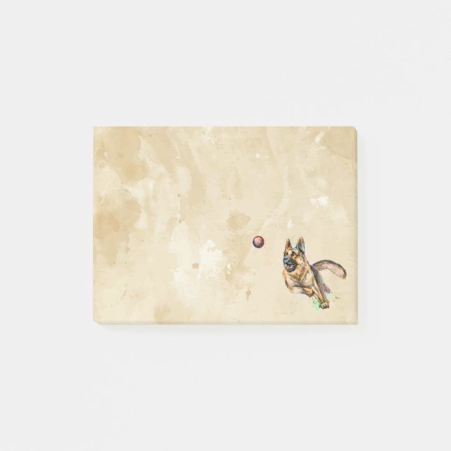 Post-it® Aquarelle Allemand Berger chien animal de compagni (Devant)