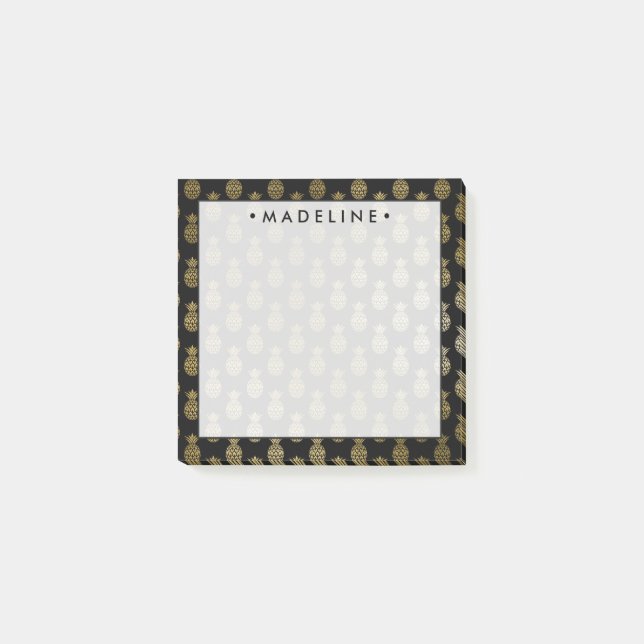 Post-it® Aquarelle Ananas noir et or (Devant)