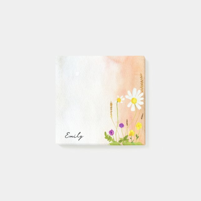 Post-it® Aquarelle avec nom personnalisé (Devant)