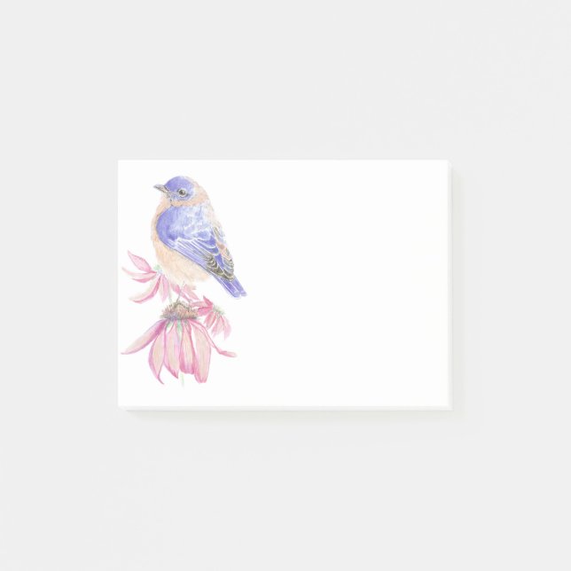 Post-it® Aquarelle Bleu Bleu Oiseau de l'Est (Devant)