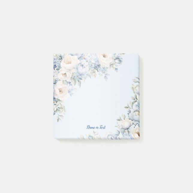 Post-it® Aquarelle bleu Dusty Fleurs d'ivoire Feuille Rusti (Devant)