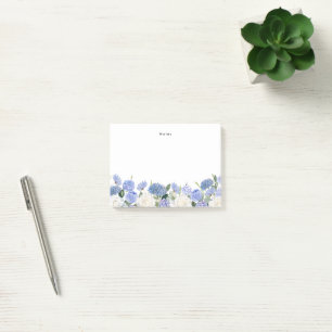 Post-it® Aquarelle bleu Hydrangée blanche Rose personnalisé
