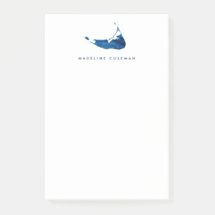 Post-it® Aquarelle bleue Nantucket Island Carte Monogramme
