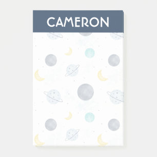 Post-it® Aquarelle Blue Space Planet Motif