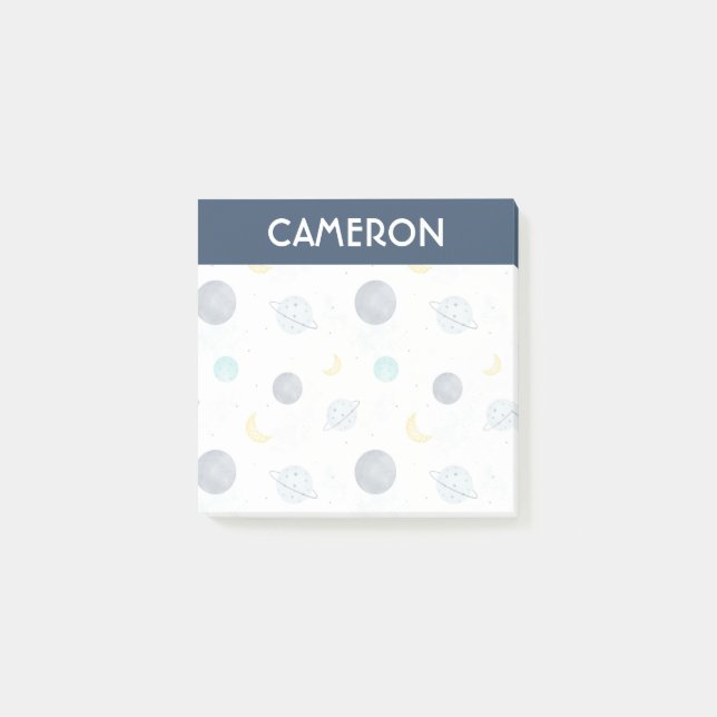 Post-it® Aquarelle Blue Space Planet Motif (Devant)