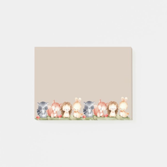 Post-it® Aquarelle Bois Animaux Dessin Mignonne Art (Devant)