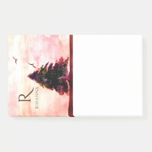 Post-it® Aquarelle Botanique Arbre Rose Or Abstrait