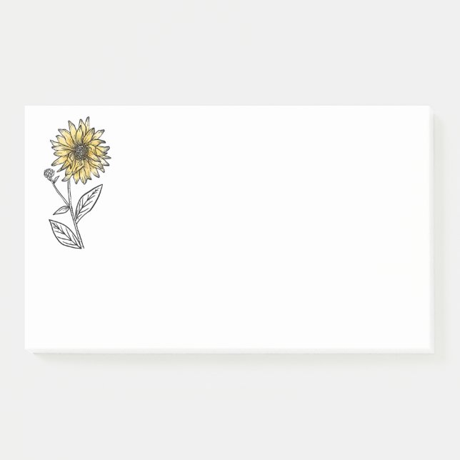 Post-it® Aquarelle botanique ligne esthétique art tournesol (Devant)