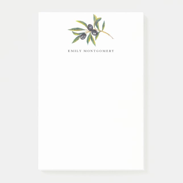 Post-it® Aquarelle Branche d'olivier feuillus Monogramme pe (Devant)