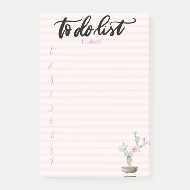 Post-it® Aquarelle Cactus Rose Divisée en deux (Devant)