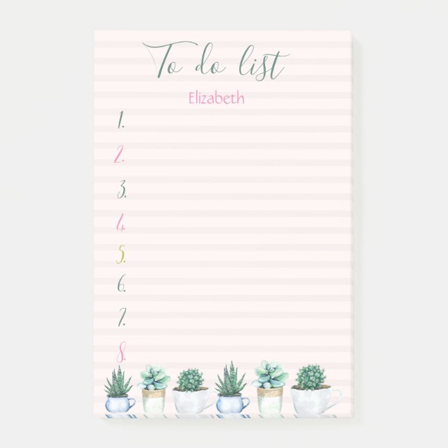 Post-it® Aquarelle Cactus Succulente Divisée En Deux (Devant)