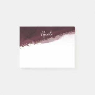 Post-it® Aquarelle Cerise Noire Or Moderne Chic Élégant