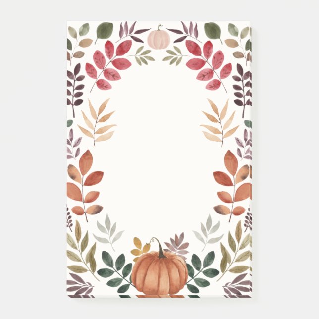 Post-it® Aquarelle Citrouille et feuilles d'automne (Devant)