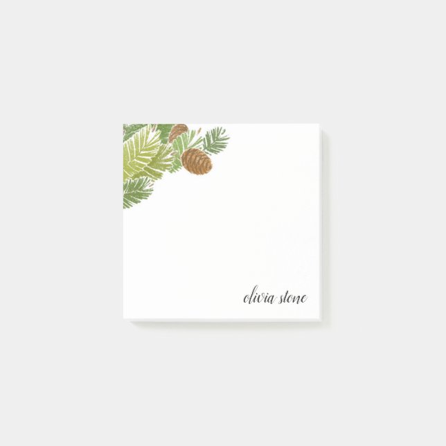 Post-it® Aquarelle cônes de la branche de pin vert (Devant)