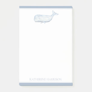 Post-it® Aquarelle côtière Baleine bleue Personnalisée