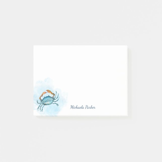 Post-it® Aquarelle Crabe bleu Océan Personnalisé (Devant)