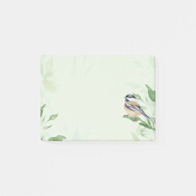 Post-it® Aquarelle Cute Chickadee Oiseau Nature Art (Devant)