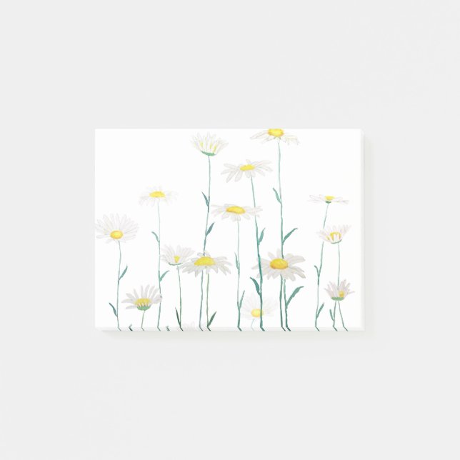 Post-it® aquarelle de la marguerite blanche horizontale (Devant)