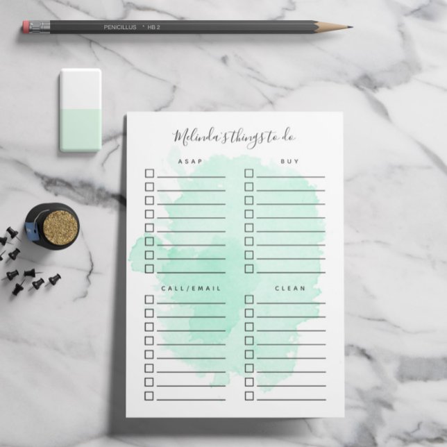 Post-it® Aquarelle de la menthe Splash Organisé des choses  (Créateur téléchargé)