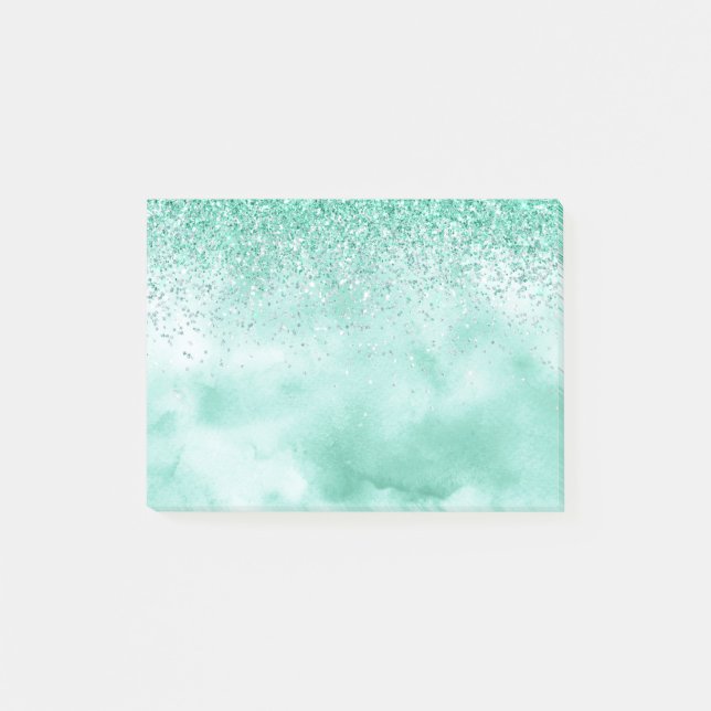 Post-it® Aquarelle de la Parties scintillant verte (Devant)