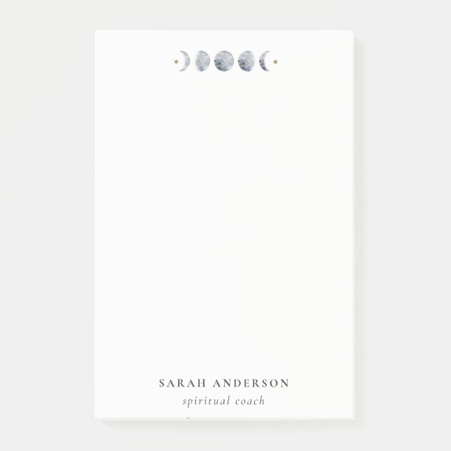 Post-it® Aquarelle de phase de lune céleste grise simple (Devant)