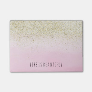 Post-it® Aquarelle de rose de parties scintillantes de Faux