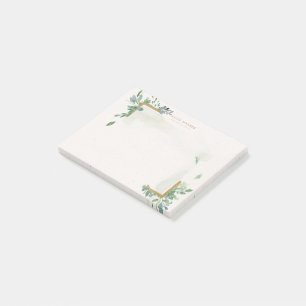 Post-it® aquarelle douce or verdure monogramme post it pas