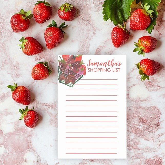 Post-it® Aquarelle Épicerie de fraises Plan de repas (Watercolor Strawberry Grocery Shop List Meal Plan Post-it Notes
)