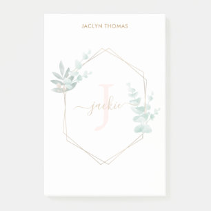 Post-it® Aquarelle Eucalyptus Monogramme encadré