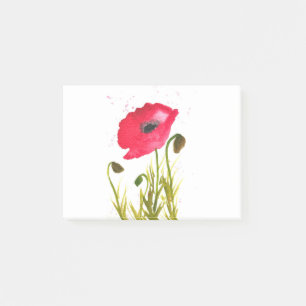 Post-it® Aquarelle fleurs de pavots rouges chic rustique