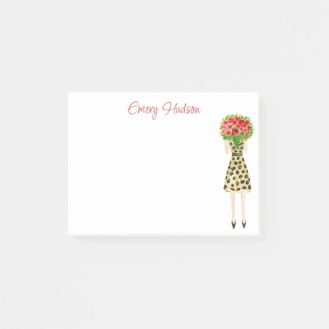 Post-it® Aquarelle Fleurs Mode Fille Post-it Notes (Devant)