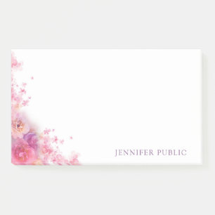 Post-it® Aquarelle Fleurs Roses Élégant Modèle moderne