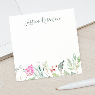 Post-it® Aquarelle Fleurs sauvages Nom personnalisé Floral