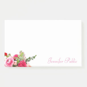 Post-it® Aquarelle Floral Modèle Nom manuscrit Chic
