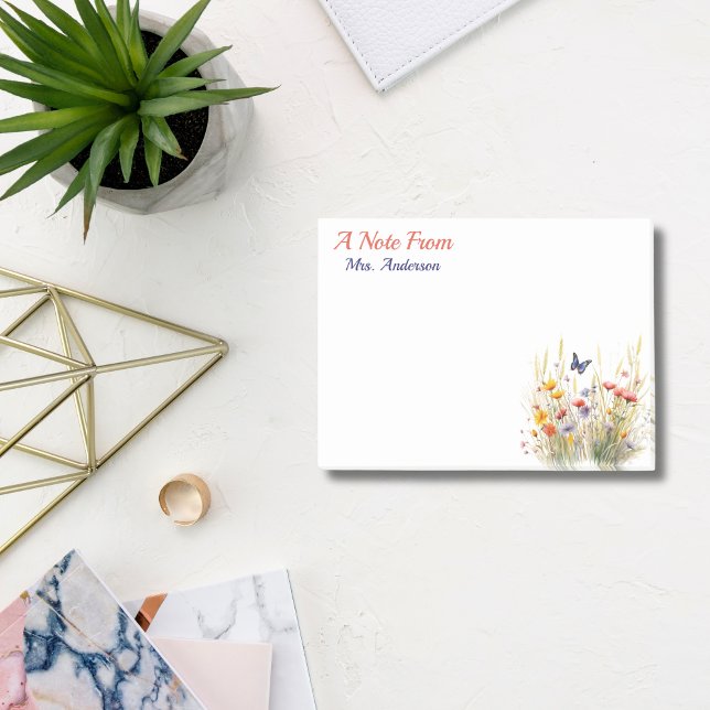 Post-it® Aquarelle Floral sur mesure appréciation de l'ense (Watercolor Floral Custom Teacher Appreciation Post-it Notes)
