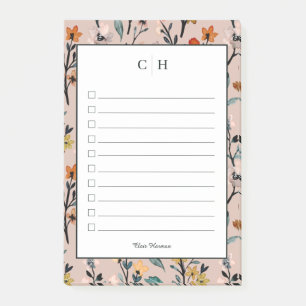 Post-it® Aquarelle florale Boho Rose Dusty personnalisée