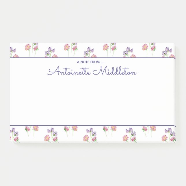 Post-it® Aquarelle florale de Lavande rose jolie personnali (Devant)