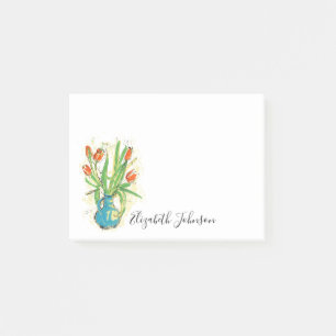 Post-it® Aquarelle Florale Vase Tulips Script Monogramme 4x