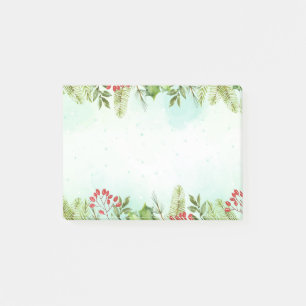 Post-it® Aquarelle Holly Berry Foliage botanique de Noël