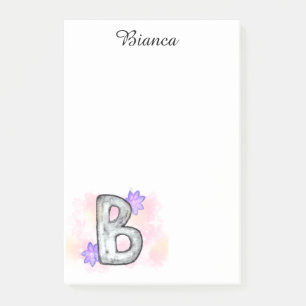 Post-it® Aquarelle Lettre B Aux Fleurs Violettes